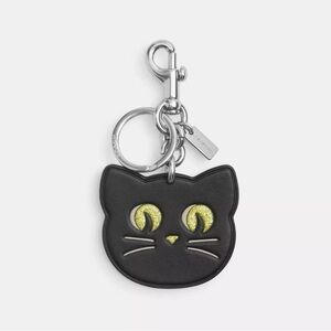 Coach Black Cat Keychain with Yellow Eyes